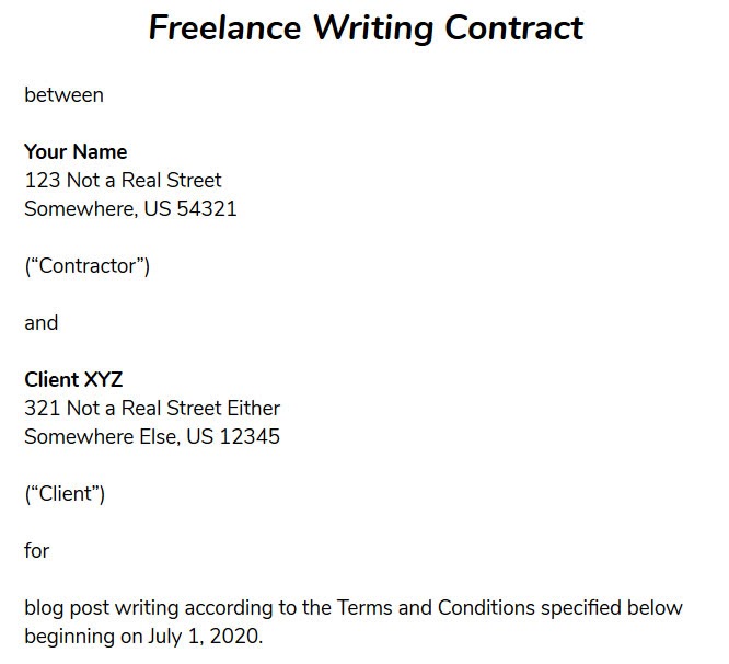 freelance contract template introduction